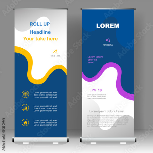 Business Roll up banner vertical template design, for brochure, business, flyer, infographics. modern x-banner and flag-banner advertising. vector illustration