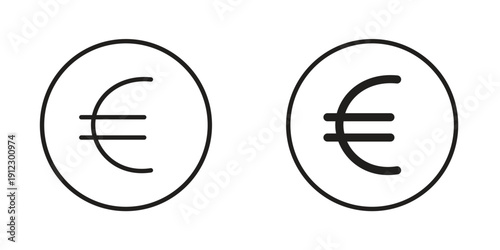 Euro icon. Linear icon collection. Editable stroke. Vector illustrations