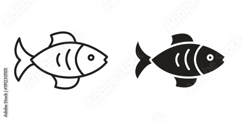 Fish icon. Linear icon collection. Editable stroke. Vector illustrations