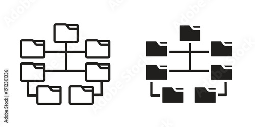 Folder tree icon. Linear icon collection. Editable stroke. Vector illustrations