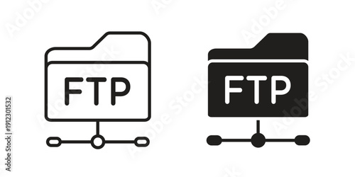 FTP icon. Linear icon collection. Editable stroke. Vector illustrations