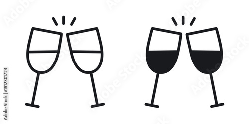 Glass-cheers icon. Linear icon collection. Editable stroke. Vector illustrations