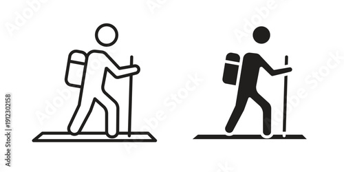 Hiking icon. Linear icon collection. Editable stroke. Vector illustrations