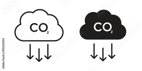 Low carbon dioxide icon. Linear icon collection. Editable stroke. Vector illustrations