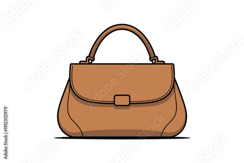 Elegant brown leather handbag sits ready for the stylish outing.