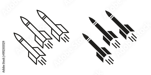 Missile icon. Linear icon collection. Editable stroke. Vector illustrations