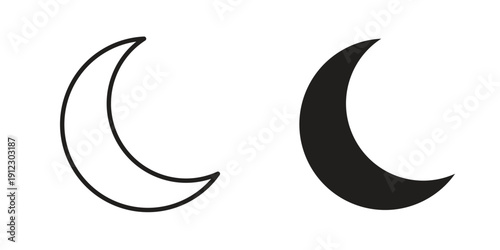 Moon icon. Linear icon collection. Editable stroke. Vector illustrations