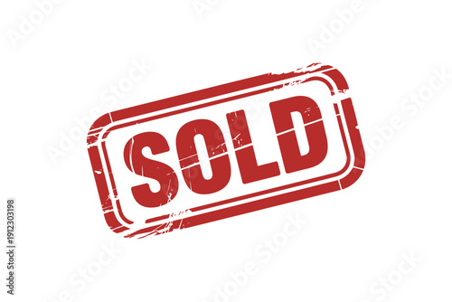 Red distressed stamp clearly indicates an item has been sold on a white.