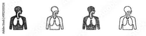 Sketch respiratory system icon design set
