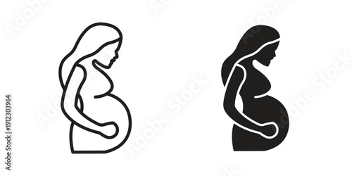 Pregnant woman icon. Linear icon collection. Editable stroke. Vector illustrations