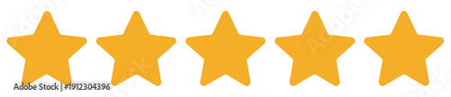 Five bright golden stars represent a perfect five-star customer.