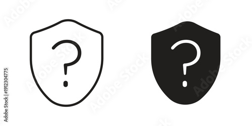 Shield interrogation icon. Linear icon collection. Editable stroke. Vector illustrations