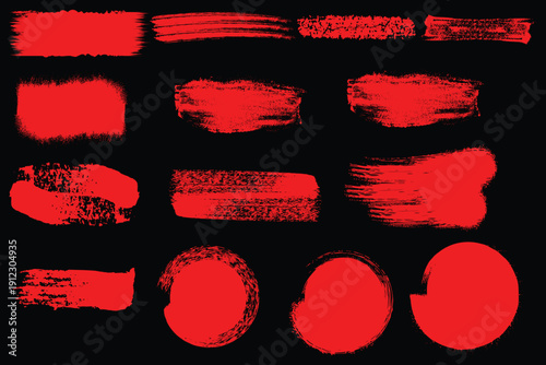 Collection of red blurry shapes on black background