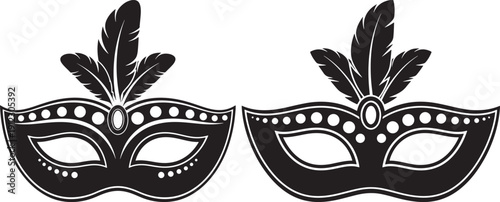 Masquerade mask with feathers ornate design