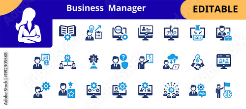 Business Management Icons Collection Professional Corporate Strategy Design