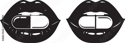 Lips with capsule black and white