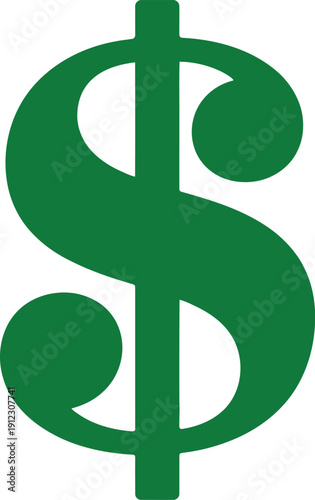 A large green dollar sign symbol on a white background