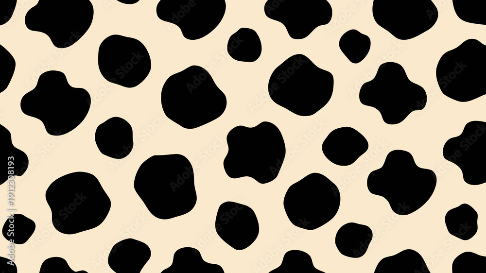 Fototapeta premium Abstract pattern of black spots on a light beige background