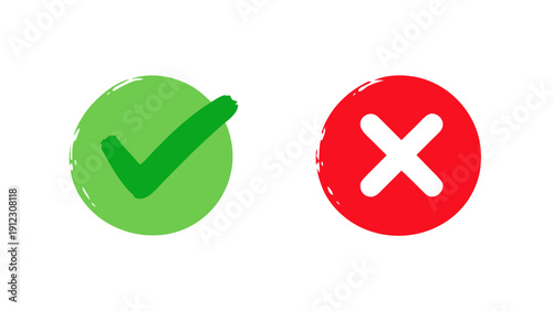 Green checkmark and red x symbols displayed side by side on white