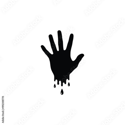 Black hand icon with blood drips