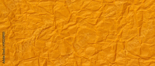 Quadro em tela Orange Crumpled Paper Texture Background with Wrinkled Surface Pattern