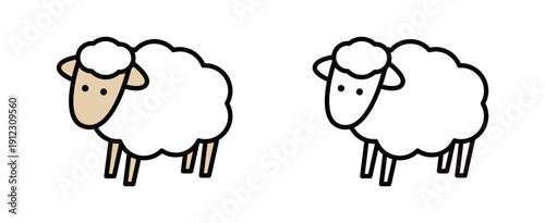 かわいいひつじのフラットアイコン・2種バリエーション | 安眠グッズや農業・干支のグラフィック素材
