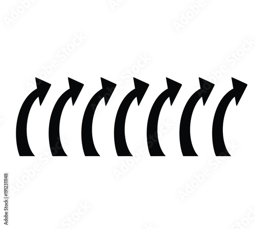 A row of black arrows pointing to the right on a white background