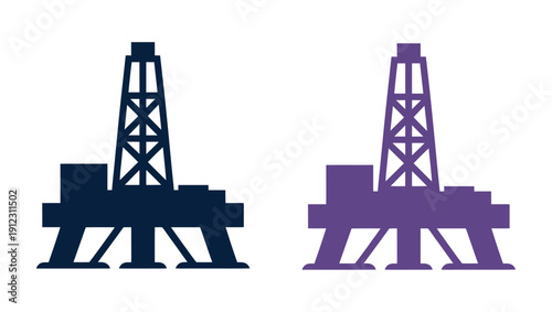 An illustration of two oil rigs in different colors on a white background