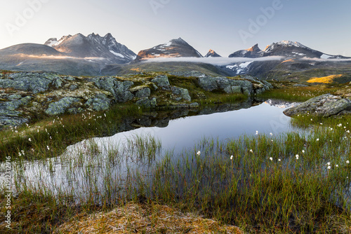 Quadro su tela Hurrungane Massiv vom Nosafjellet, Jotunheimen Nationalpark, Vestland, Norwegen