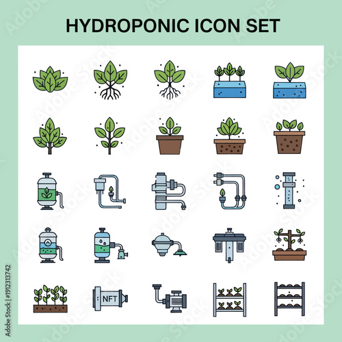 Hydroponic System Icons Collection.