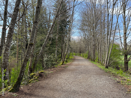 Walking and cycling trail on a spring day on Vancouver Island