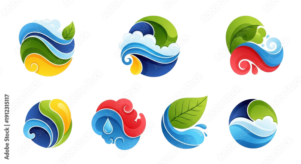 Obraz premium Nature elements logos set