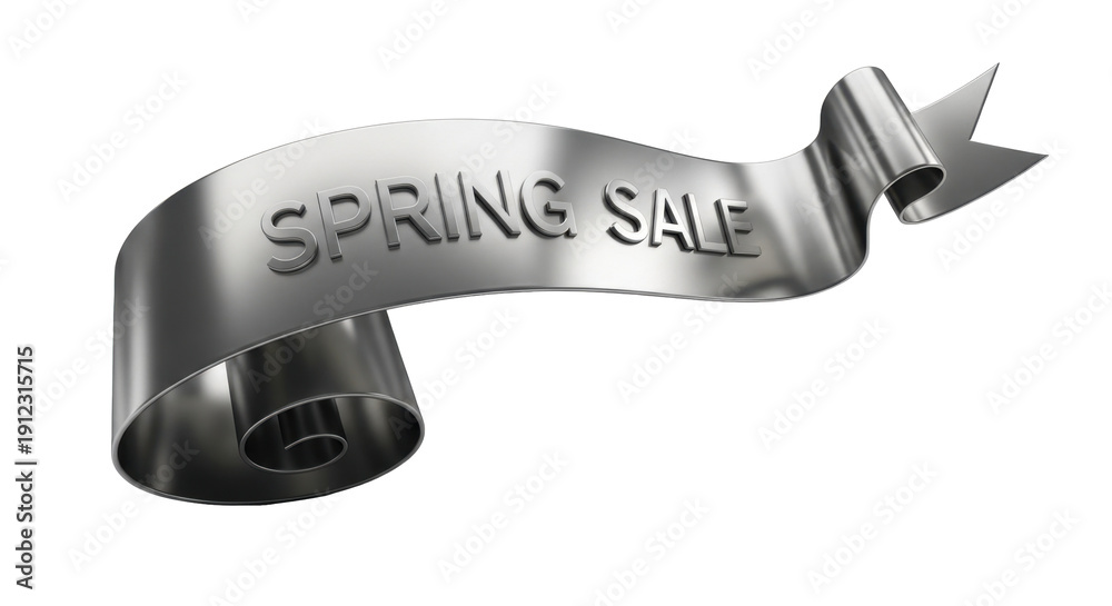 Fototapeta premium Spring Sale Silver Ribbon Banner