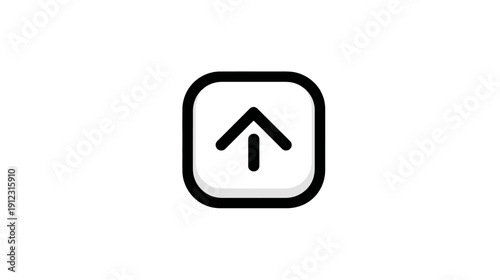 A white square with a rounded black border contains a centered black upward arrow icon