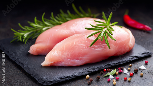 Fresh raw chicken breast on white background. Clean protein concept, healthy cooking ingredient.