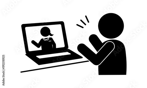 オンラインカウンセリングのピクトグラム（遠隔メンタル相談）