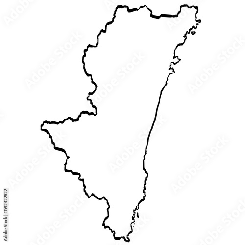 宮崎県地図 筆タッチ 和風 九州 西日本 / A brushstroke map of Miyazaki Prefecture