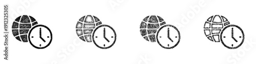 Sketch time zone meeting icon design set