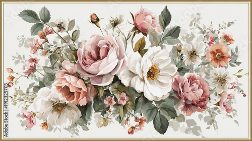 watercolor botanical hydrangea flowers texture template background.Elegant wedding invitation card background . Minimal hand painted Design for wedding or Valentine's Day