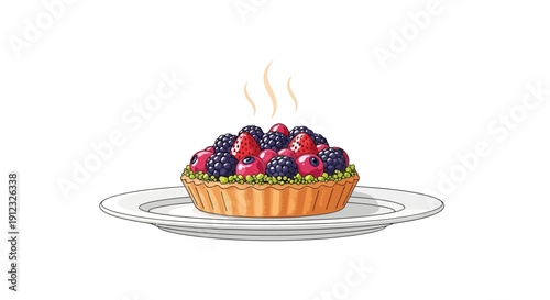 Delicious berry tart with fresh mixed berries dessert