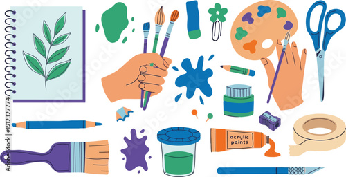 Vibrant art supplies and crafting tools for creative projects and handmade endeavors displayed.