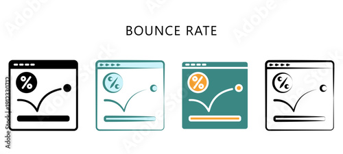 Bounce Rate Multi Style Icon. Mini Illustration For Modern Concept, Ui, Ux Web And App Development. Related To Seo And Online Marketing.