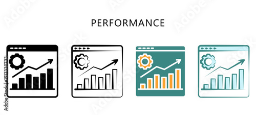 Performance Multi Style Icon. Mini Illustration For Modern Concept, Ui, Ux Web And App Development. Related To Seo And Online Marketing.