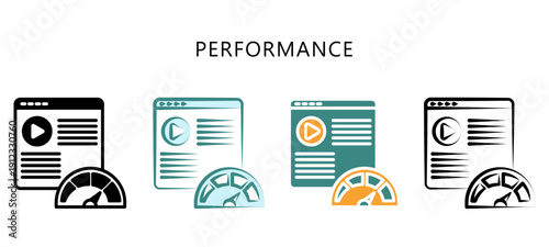 Performance Multi Style Icon. Mini Illustration For Modern Concept, Ui, Ux Web And App Development. Related To Seo And Online Marketing.