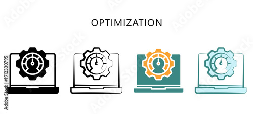 Optimization Multi Style Icon. Mini Illustration For Modern Concept, Ui, Ux Web And App Development. Related To Seo And Online Marketing.
