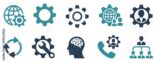 Global gear icon symbolizing worldwide industry, technology advancement, mechanical engineering, industrial systems, automation processes, business operations, innovation networks, production workflow