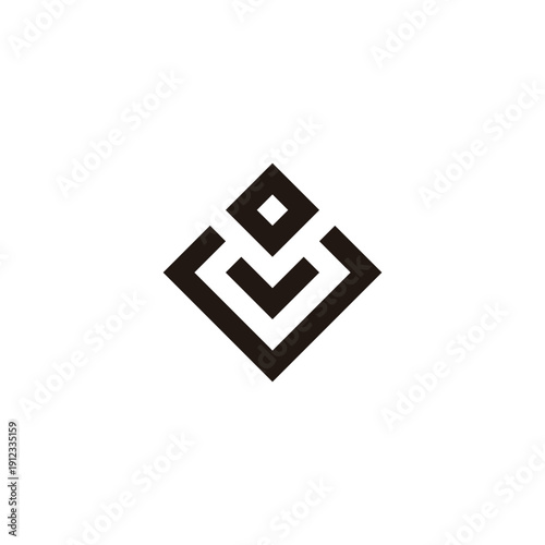 Letter U, v and O square geometric symbol simple logo vector