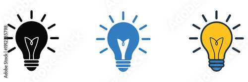 Lightbulb icon set multiple style collection, idea and innovation symbols, creativity and inspiration icons, energy and electric concepts, editable vector