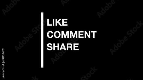 Like comment share and subscribe simple text animation video in black blackground