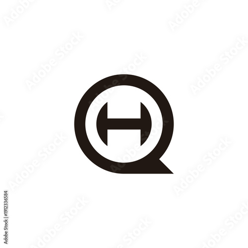 Letter H in Q, circle geometric symbol simple logo vector